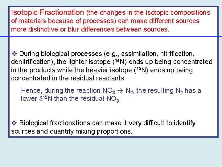 Isotopic Fractionation (the changes in the isotopic compositions of materials because of processes) can