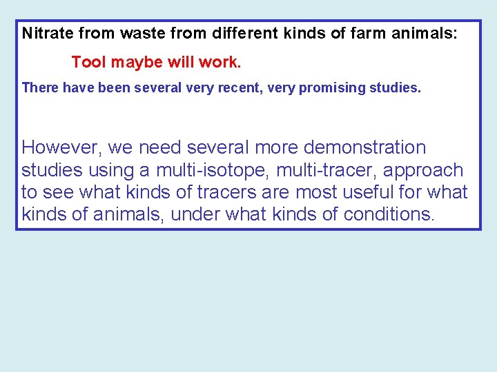 Nitrate from waste from different kinds of farm animals: Tool maybe will work. There