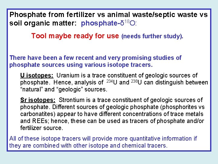 Phosphate from fertilizer vs animal waste/septic waste vs soil organic matter: phosphate-δ 18 O: