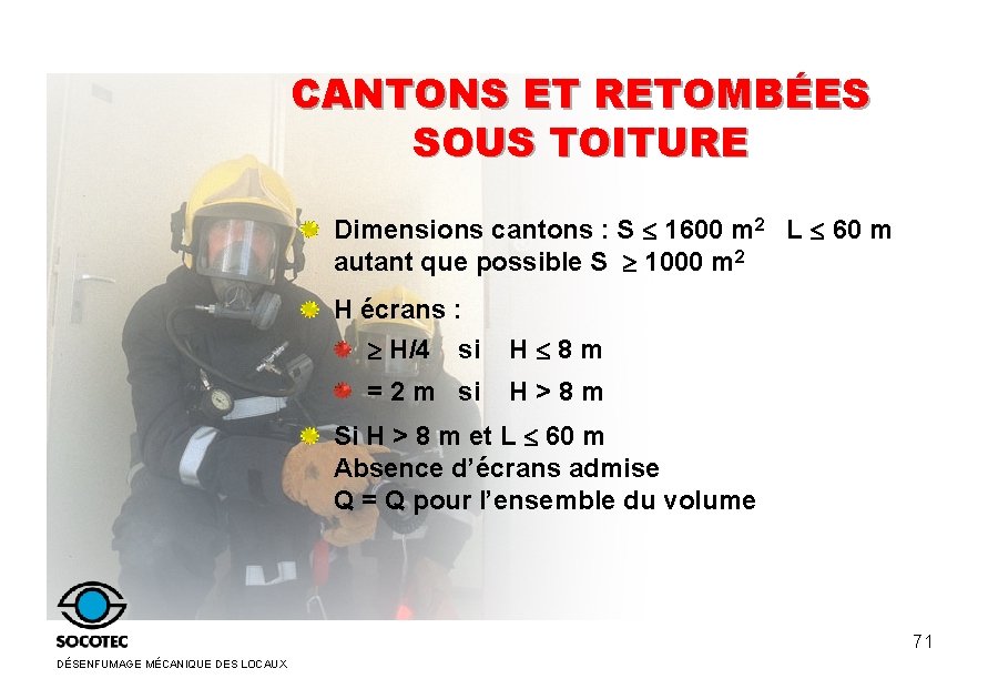 CANTONS ET RETOMBÉES SOUS TOITURE Dimensions cantons : S 1600 m 2 L 60