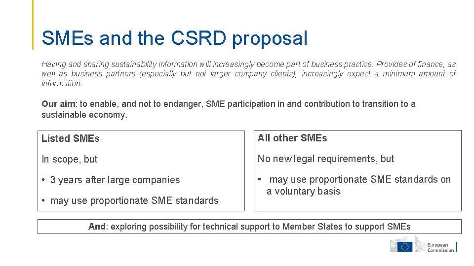 SMEs and the CSRD proposal Having and sharing sustainability information will increasingly become part