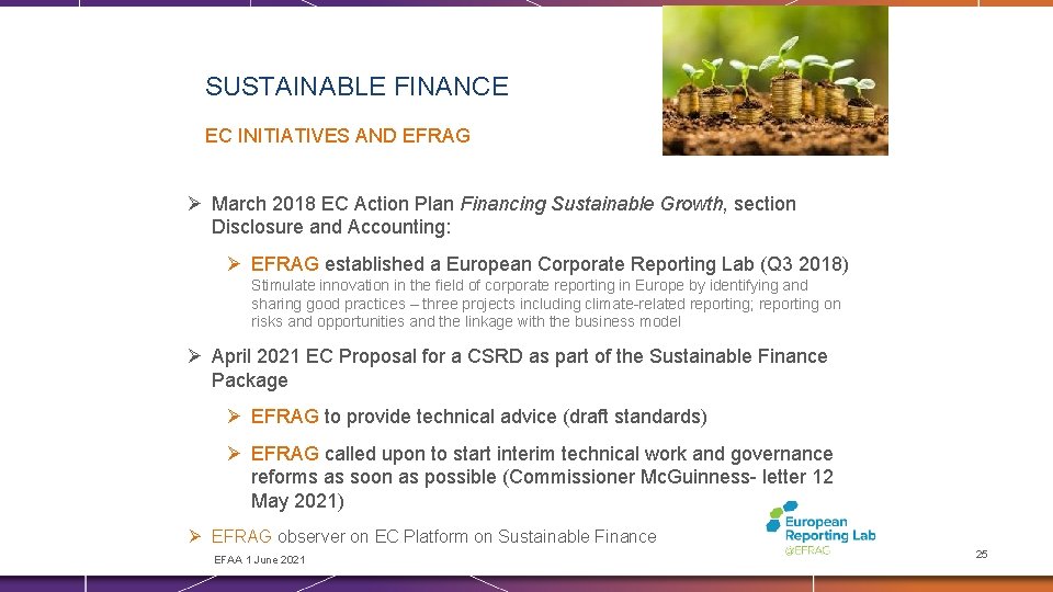 SUSTAINABLE FINANCE EC INITIATIVES AND EFRAG Ø March 2018 EC Action Plan Financing Sustainable