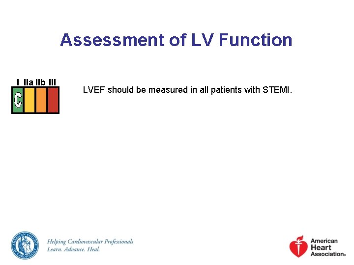 Assessment of LV Function I IIa IIb III LVEF should be measured in all