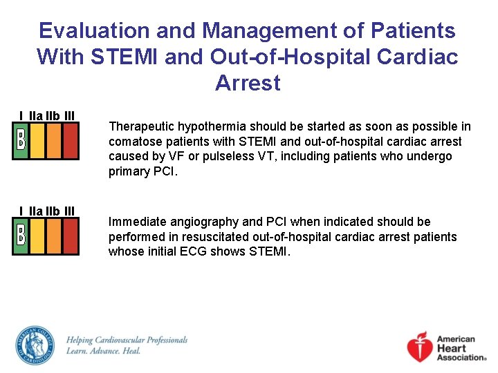 Evaluation and Management of Patients With STEMI and Out-of-Hospital Cardiac Arrest I IIa IIb