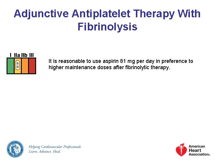 Adjunctive Antiplatelet Therapy With Fibrinolysis I IIa IIb III It is reasonable to use