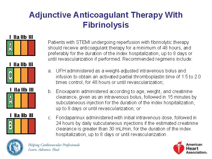 Adjunctive Anticoagulant Therapy With Fibrinolysis I IIa IIb III Patients with STEMI undergoing reperfusion