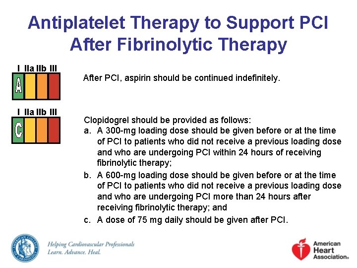 Antiplatelet Therapy to Support PCI After Fibrinolytic Therapy I IIa IIb III After PCI,