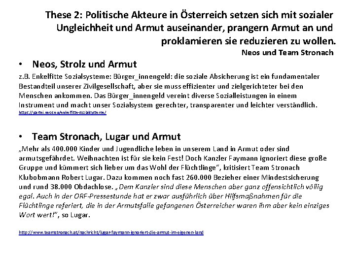 These 2: Politische Akteure in Österreich setzen sich mit sozialer Ungleichheit und Armut auseinander,