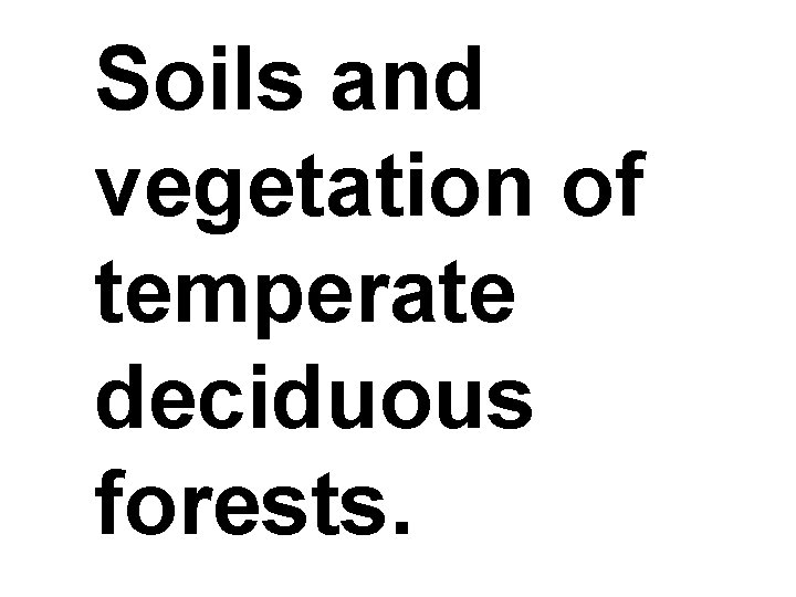 Soils and vegetation of temperate deciduous forests. 