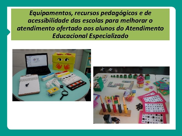 Equipamentos, recursos pedagógicos e de acessibilidade das escolas para melhorar o atendimento ofertado aos