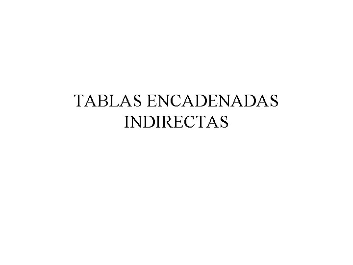 TABLAS DE DISPERSIN HASH TABLAS ENCADENADAS INDIRECTAS class