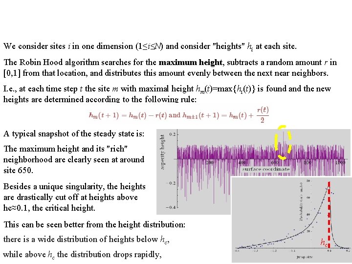 We consider sites i in one dimension (1≤i≤N) and consider "heights" hi at each