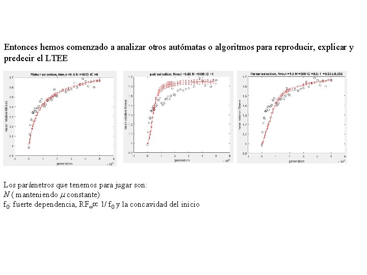 Entonces hemos comenzado a analizar otros autómatas o algoritmos para reproducir, explicar y predecir