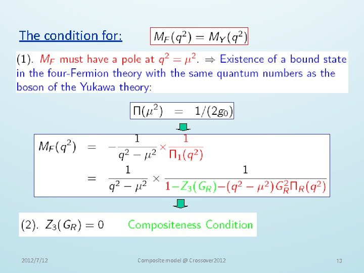 The condition for: 2012/7/12 Composite model @ Crossover 2012 13 