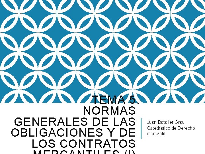 TEMA 5. NORMAS GENERALES DE LAS OBLIGACIONES Y DE LOS CONTRATOS Juan Bataller Grau