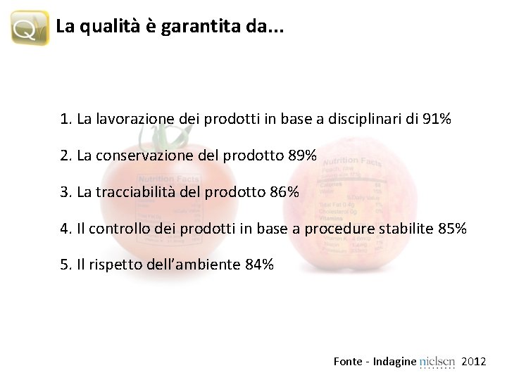 La qualità è garantita da. . . 1. La lavorazione dei prodotti in base