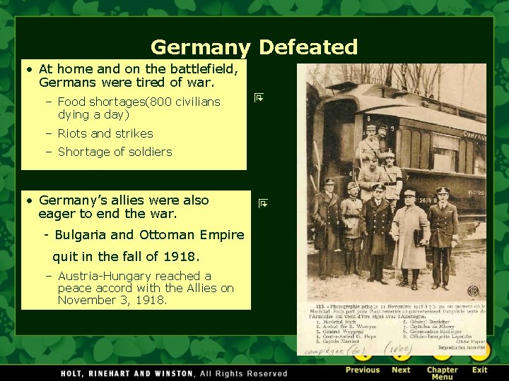 Germany Defeated • At home and on the battlefield, Germans were tired of war.