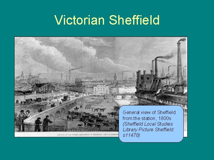 Victorian Sheffield General view of Sheffield from the station, 1800 s (Sheffield Local Studies