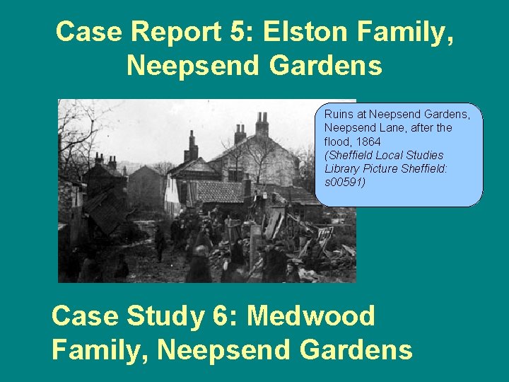 Case Report 5: Elston Family, Neepsend Gardens Ruins at Neepsend Gardens, Neepsend Lane, after
