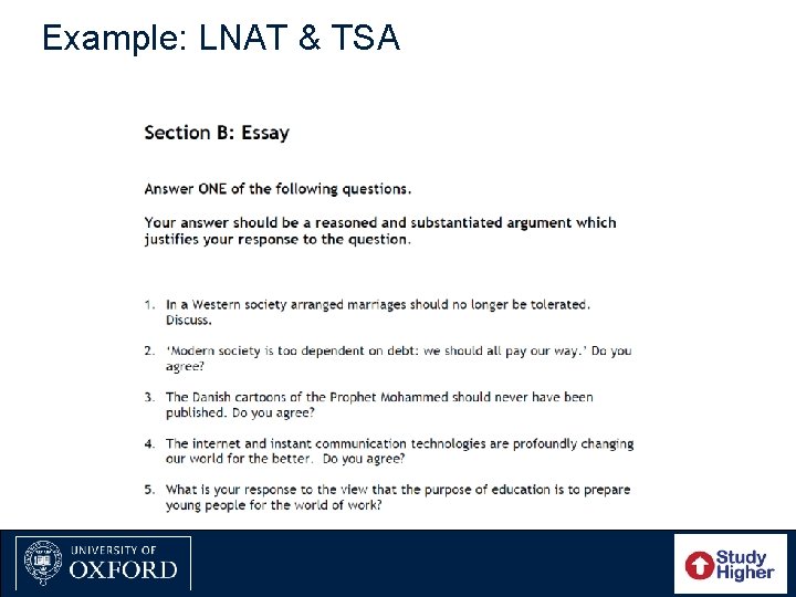 Example: LNAT & TSA 