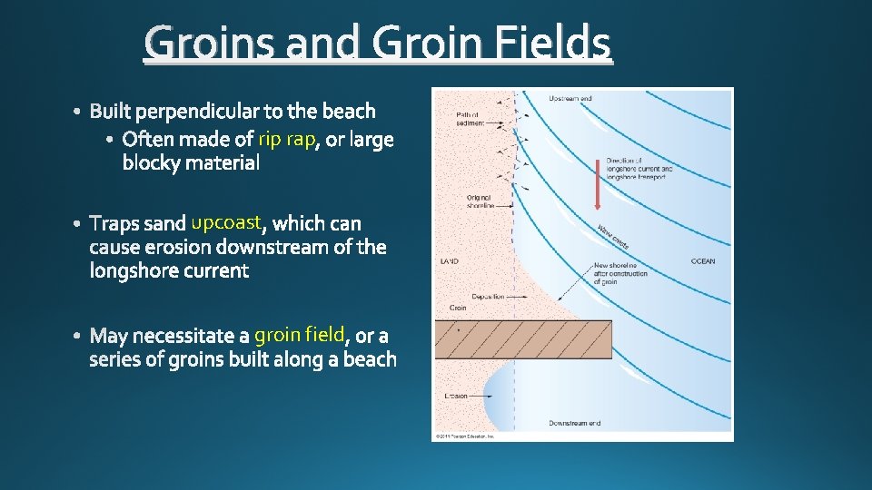 Groins and Groin Fields rip rap upcoast groin field 