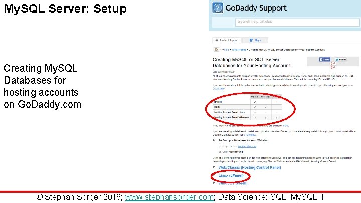 My. SQL Server: Setup Creating My. SQL Databases for hosting accounts on Go. Daddy.