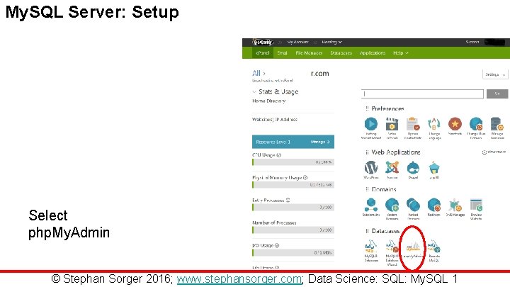 My. SQL Server: Setup Select php. My. Admin © Stephan Sorger 2016; www. stephansorger.