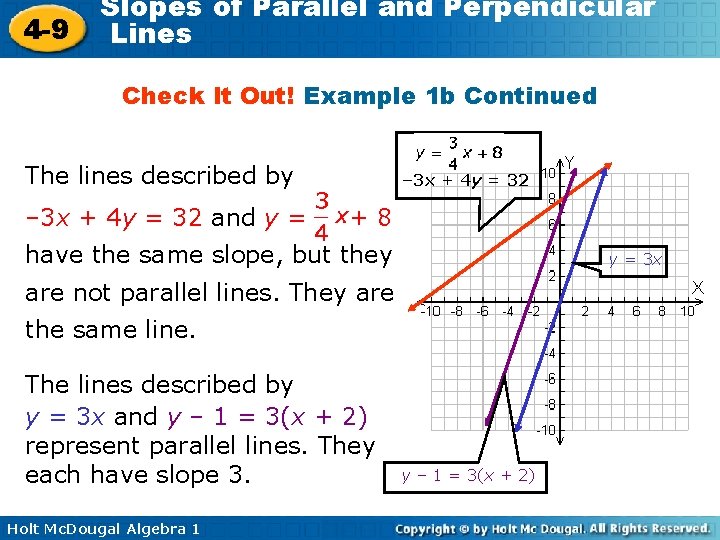 4 -9 Slopes of Parallel and Perpendicular Lines Check It Out! Example 1 b