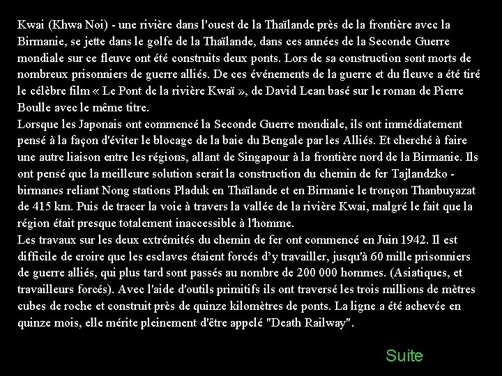 Kwai (Khwa Noi) - une rivière dans l'ouest de la Thaïlande près de la