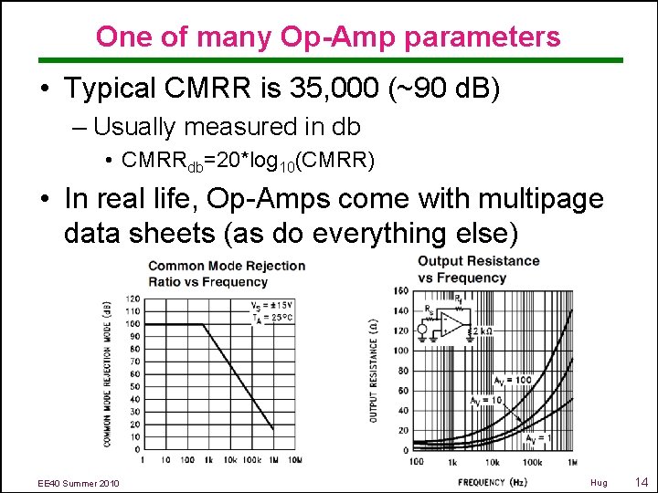 One of many Op-Amp parameters • Typical CMRR is 35, 000 (~90 d. B)