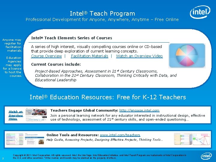 Intel® Teach Program Professional Development for Anyone, Anywhere, Anytime – Free Online Anyone may