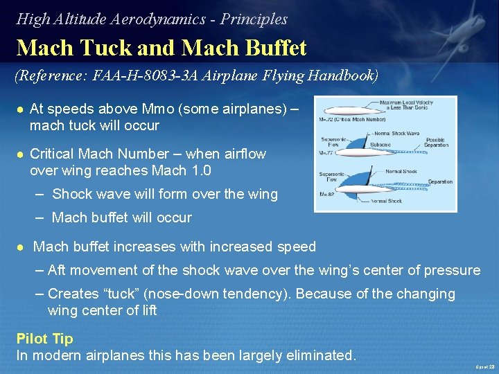 High Altitude Aerodynamics - Principles Mach Tuck and Mach Buffet (Reference: FAA-H-8083 -3 A