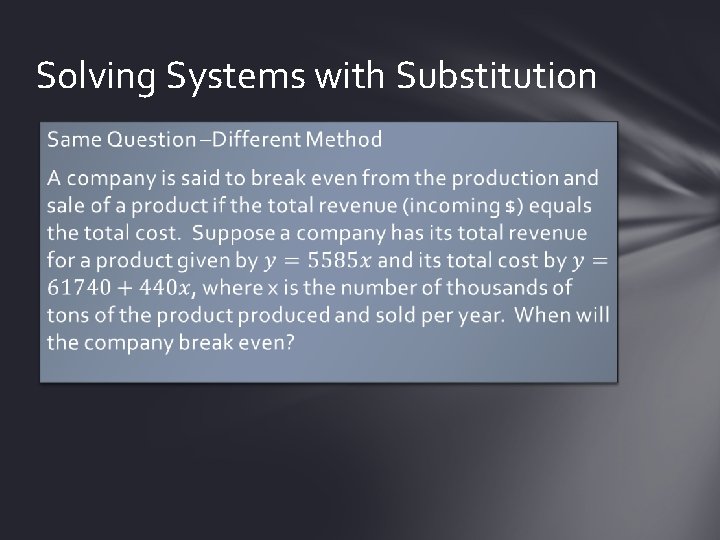 Solving Systems with Substitution 