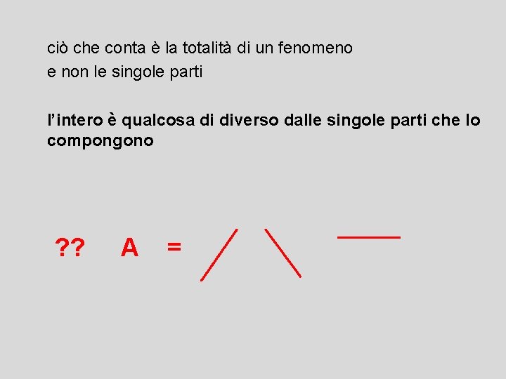 ciò che conta è la totalità di un fenomeno e non le singole parti