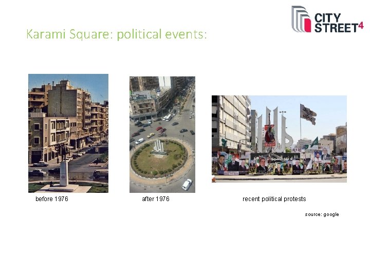 Karami Square: political events: before 1976 after 1976 recent political protests source: google 