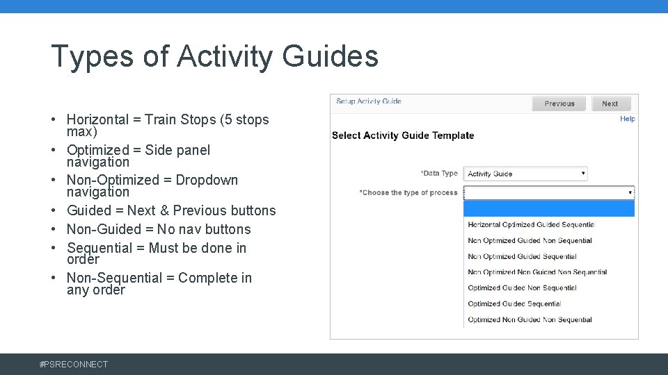 Types of Activity Guides • Horizontal = Train Stops (5 stops max) • Optimized