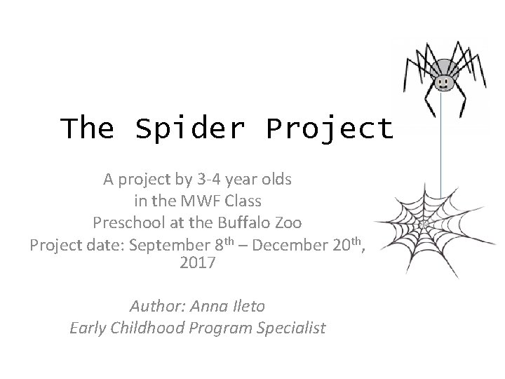 The Spider Project A project by 3 -4 year olds in the MWF Class