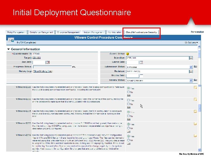 Initial Deployment Questionnaire 