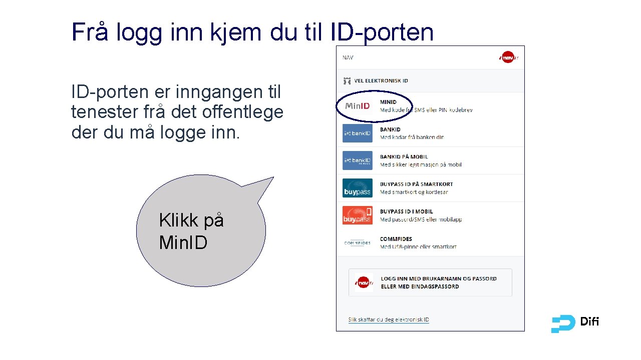 Frå logg inn kjem du til ID-porten er inngangen til tenester frå det offentlege