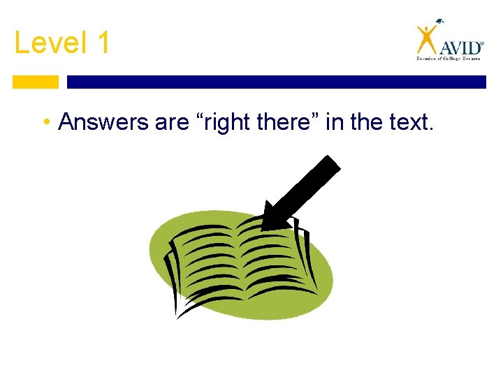 Level 1 • Answers are “right there” in the text. 