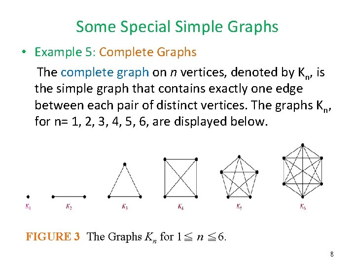Some Special Simple Graphs • Example 5: Complete Graphs The complete graph on n Some Special Simple Graphs • Example 5: Complete Graphs The complete graph on n