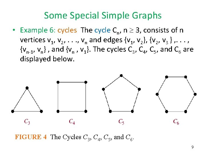 Some Special Simple Graphs • Example 6: cycles The cycle Cn, n 3, consists Some Special Simple Graphs • Example 6: cycles The cycle Cn, n 3, consists