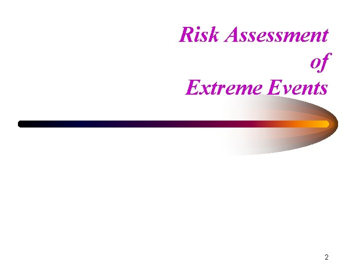 Risk Assessment of Extreme Events 2 