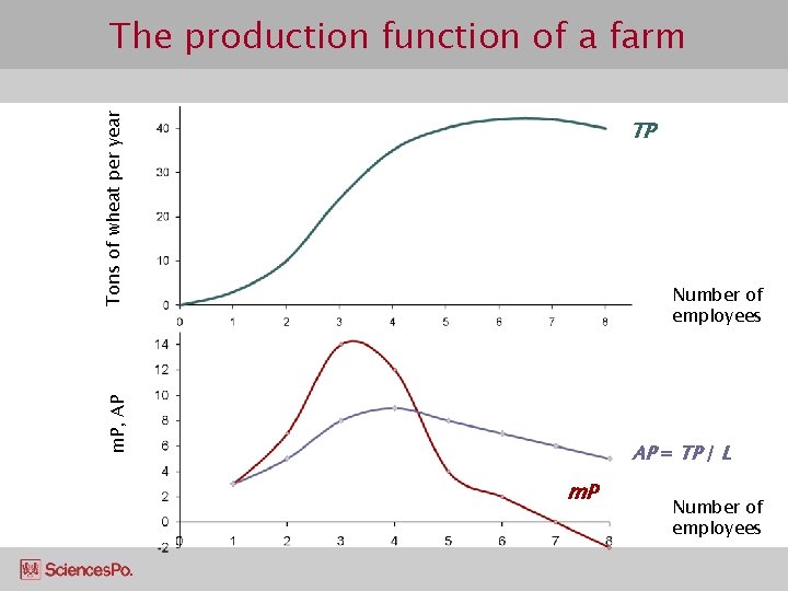 Tons of wheat per year The production function of a farm TP m. P,
