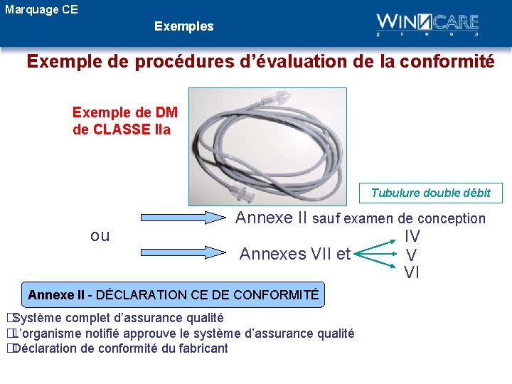 Marquage CE Exemples Exemple de procédures d’évaluation de la conformité Exemple de DM de