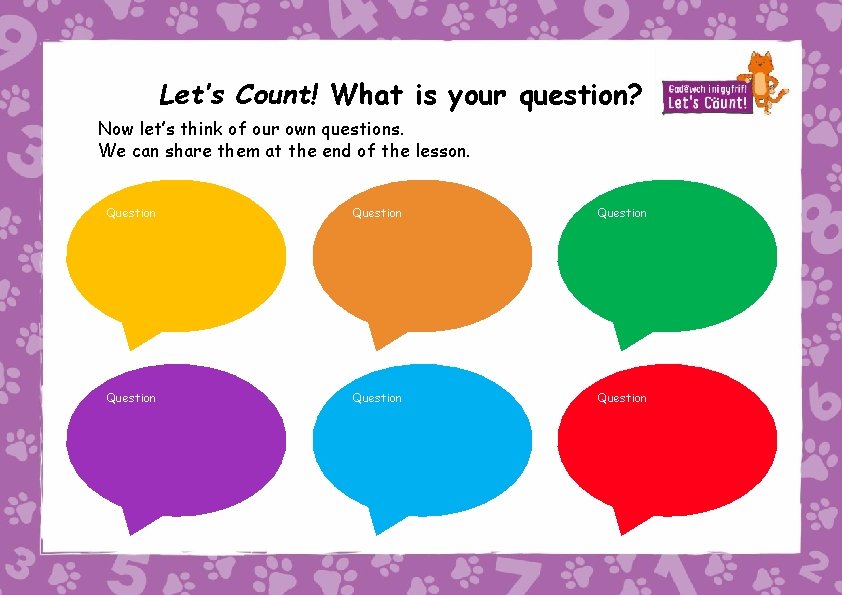 Let’s Count! What is your question? Now let’s think of our own questions. We