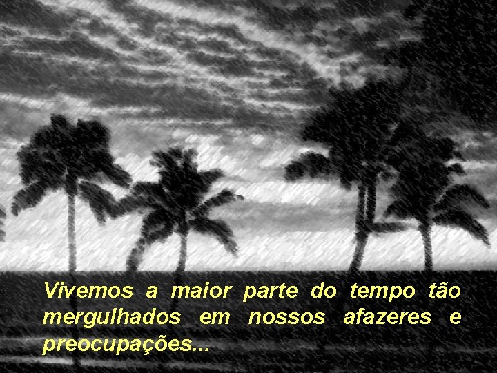 Vivemos a maior parte do tempo tão mergulhados em nossos afazeres e preocupações. .