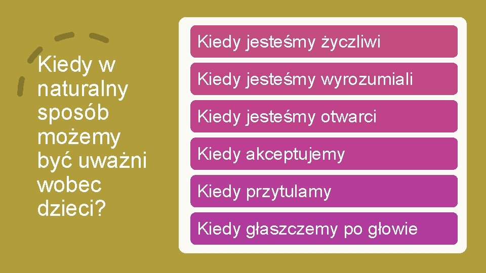 Kiedy jesteśmy życzliwi Kiedy w naturalny sposób możemy być uważni wobec dzieci? Kiedy jesteśmy