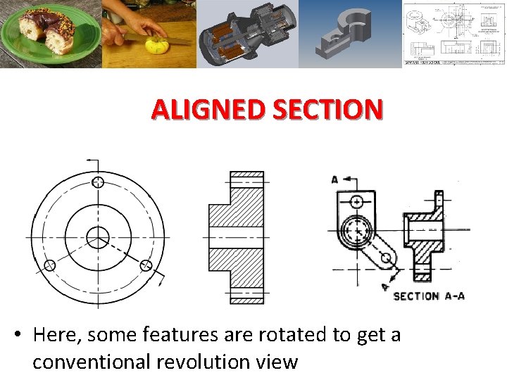 ALIGNED SECTION • Here, some features are rotated to get a conventional revolution view