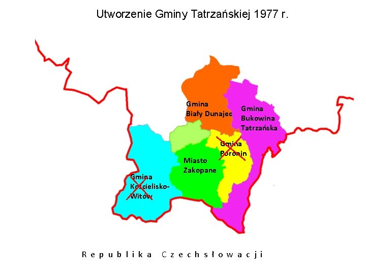 Utworzenie Gminy Tatrzańskiej 1977 r. Gmina Biały Dunajec Gmina Kościelisko. Witów R e p